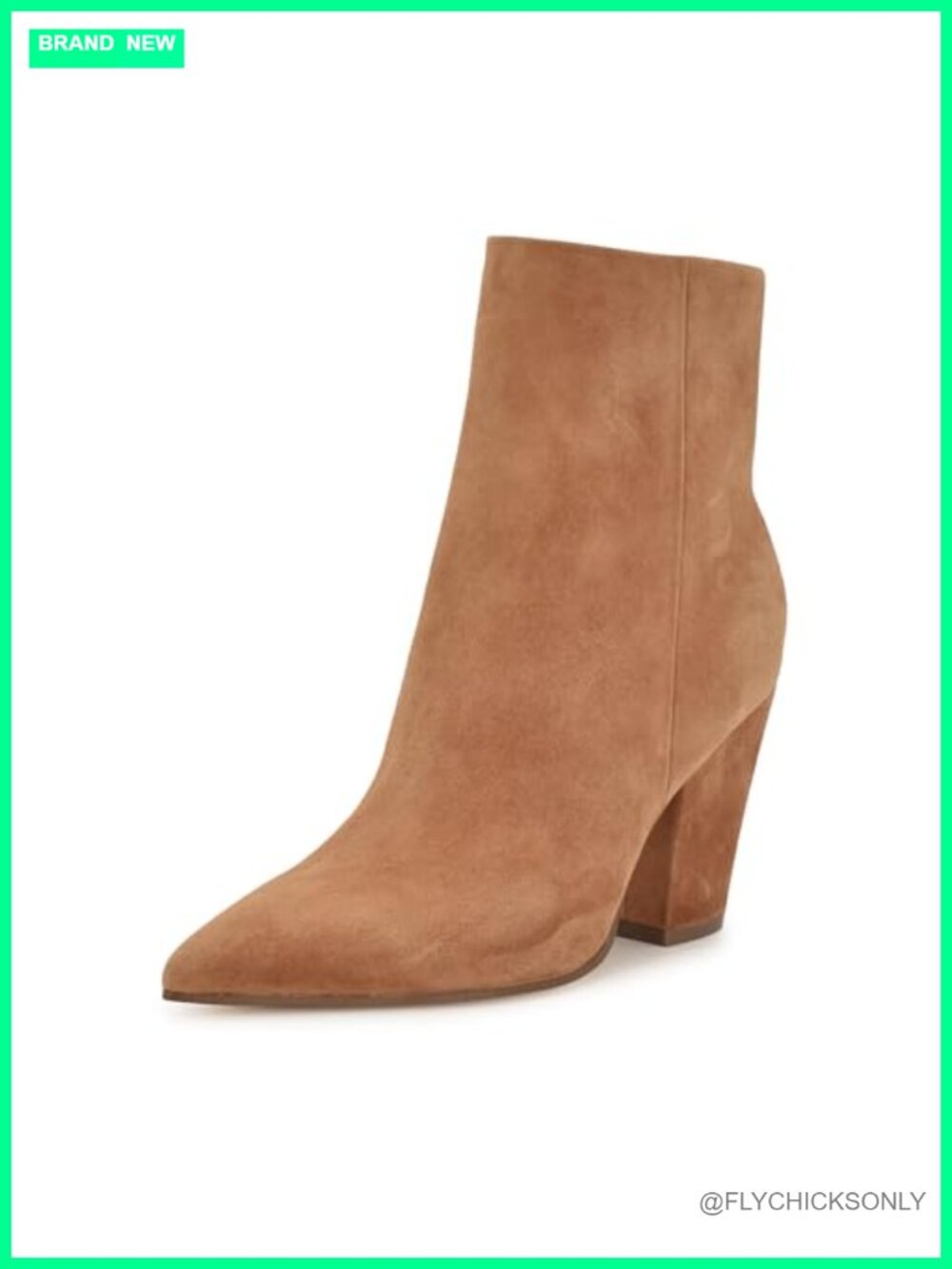 Nine West Ariza Suede Pointy Toe Mid Calf Booties Block Heel
